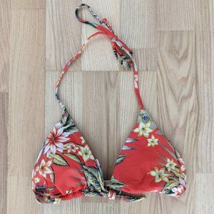 Banana Moon Women's Red Floral Triangle Bikini Top Size Small